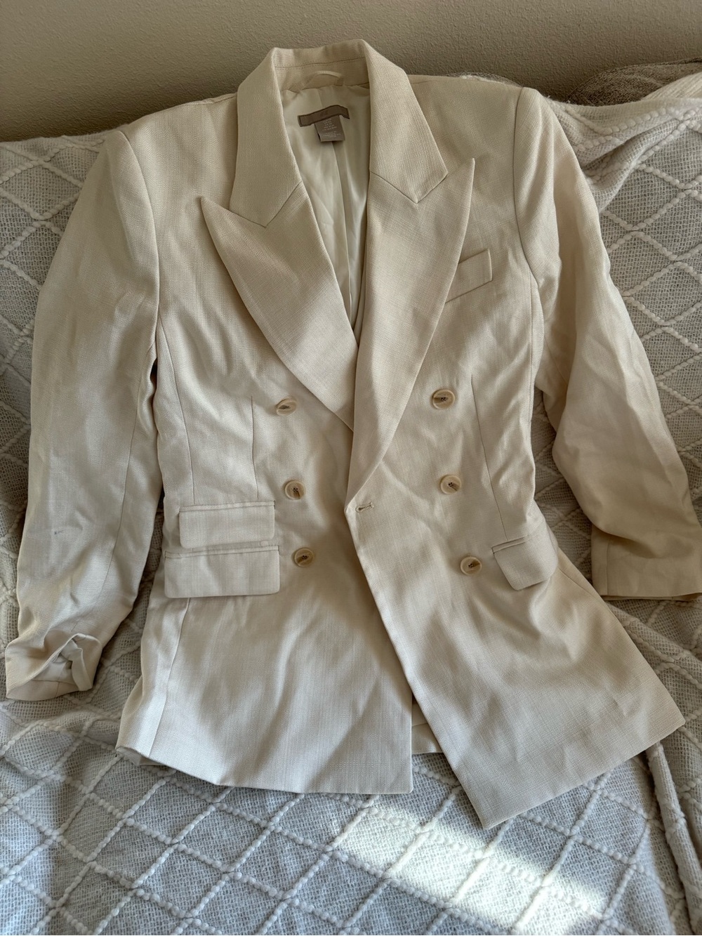 H&M Double-Breasted Cream Blazer Jacket
